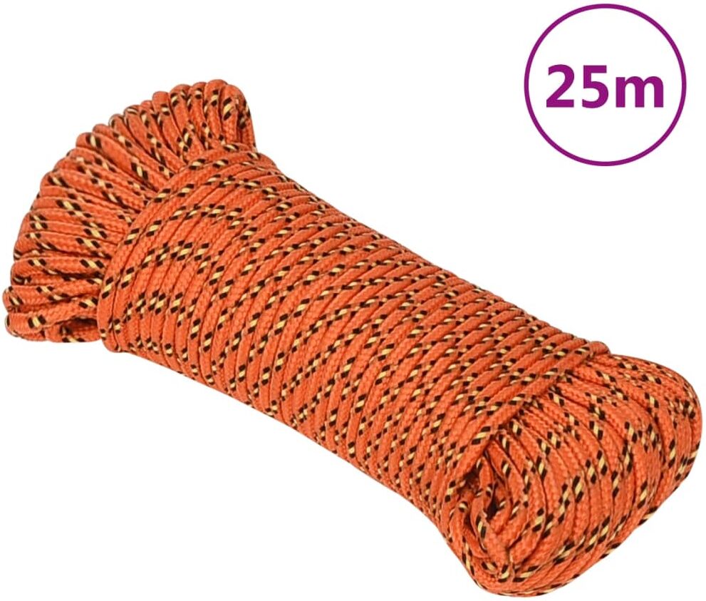 vidaXL Cuerda de barco polipropileno naranja 5 mm 25 m