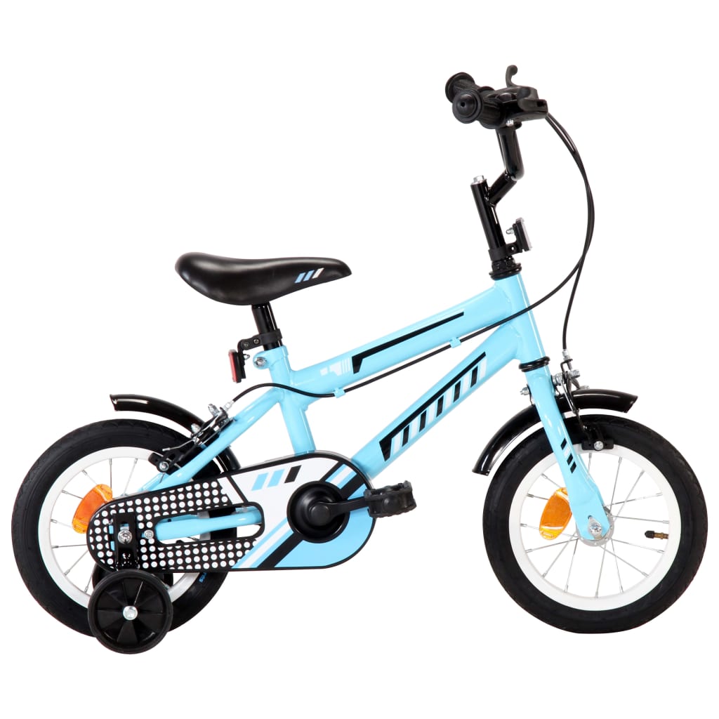 vidaXL Bicicleta para niños 12 pulgadas negro y azul