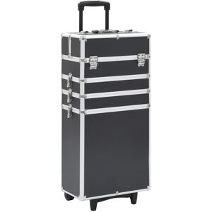 vidaXL Maletín trolley de maquillaje de aluminio negro