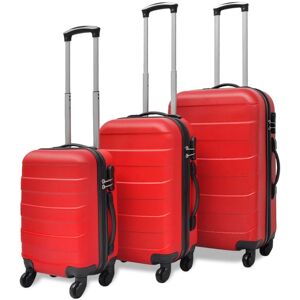 vidaXL Set Trolley Maleta Rígida Tres Uds. Rojo