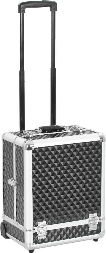 vidaXL Maletín trolley de maquillaje aluminio negro 35x29x45 cm