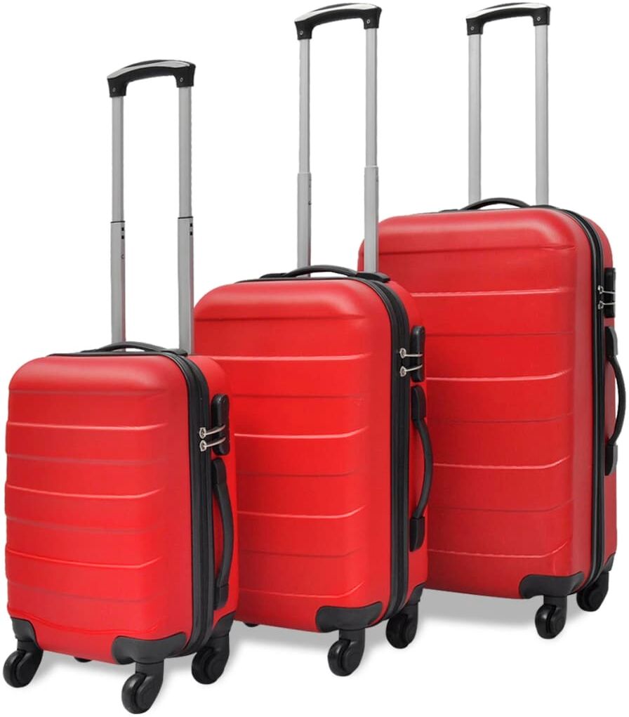 vidaXL Set Trolley Maleta Rígida Tres Uds. Rojo