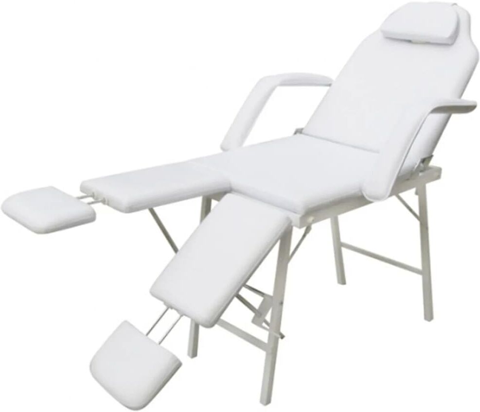 vidaXL Silla de masaje y tratamiento con apoyo para piernas ajustable, blanca