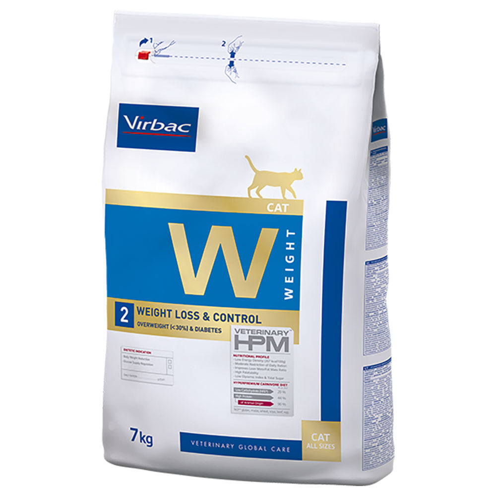 Virbac W2 Veterinary HPM Weight Loss & Control para gatos - Pack % - 2 x 7 kg