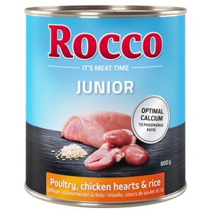 Rocco Junior 6 x 800 g - Ave con corazón de pollo y arroz