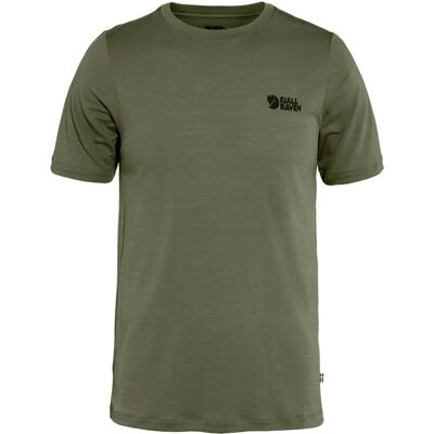 Fjällräven Abisko Logo de Lana SS M - Camiseta funcional - Verde oscuro oliva Fjällräven Abisko Logo de Lana SS M - Camiseta funcional - Verde oscuro oliva