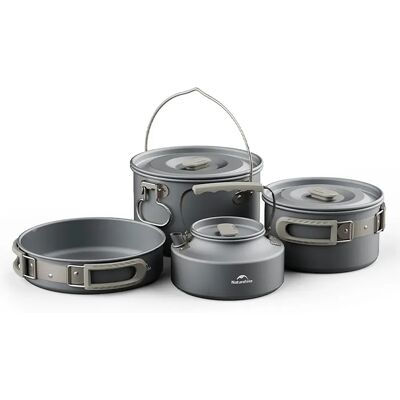 Naturehike Utensilios De Cocina Set For 4-7 People 3l Hanging Pot + 1,7l Pot + 8-inch Frying Pan + 0,8l Kettle Grey One Size Naturehike Utensilios De Cocina Set For 4-7 People 3l Hanging Pot + 1,7l Pot + 8-inch Frying Pan + 0,8l Kettle Grey One Size