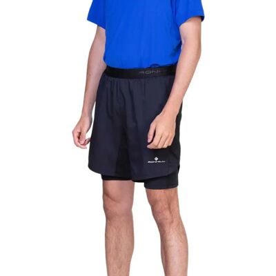 Pantalones cortos de doble capa para hombre Ronhill - Negro Pantalones cortos de doble capa para hombre Ronhill - Negro