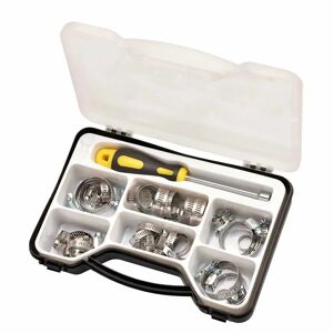 Toolzone Pack con 35 abrazaderas acero inoxidable y destornillador. Ø8 - 44 mm.