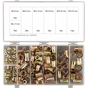 Rockforce Juego de 150 remaches roscados con ala. M3 - M10   Acero al carbono