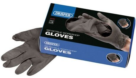 Pack de 100 guantes de nitrilo resistentes draper. color negro Pack de 100 guantes de nitrilo resistentes draper. color negro
