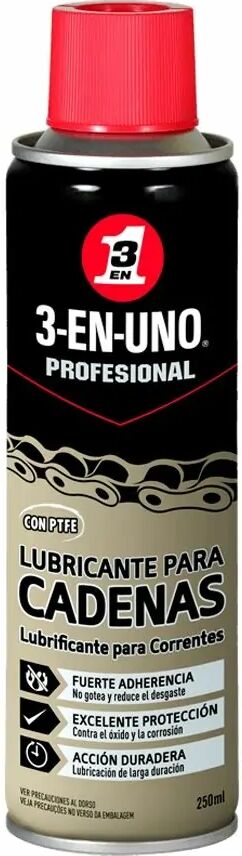 WD-40 Grasa para cadena de moto en spray 3-en-uno Profesional. 250 ml.