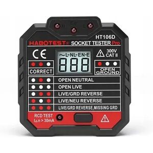 Habotest Comprobador de enchufes con pantalla digital 48 - 250V - RCD