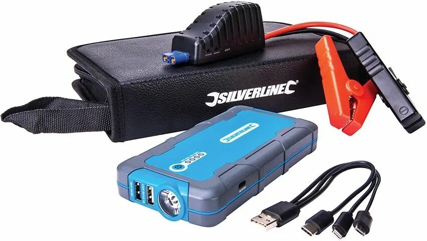 Silverline Mini arrancador de emergencia para coche con estación de energia. 400A