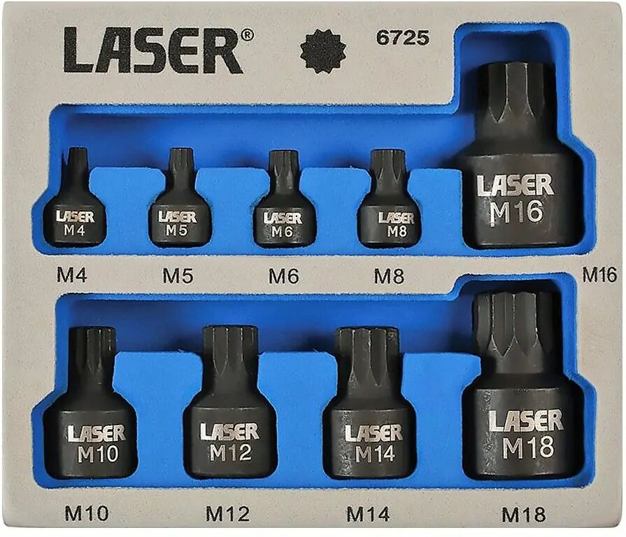 LASER Juego de 9 Puntas xzn de impacto en bandeja de espuma EVA