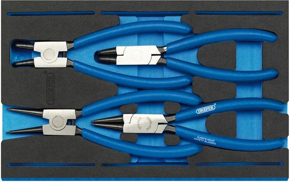 4 Alicates Circlip Draper en bandeja modular. Alta resistencia