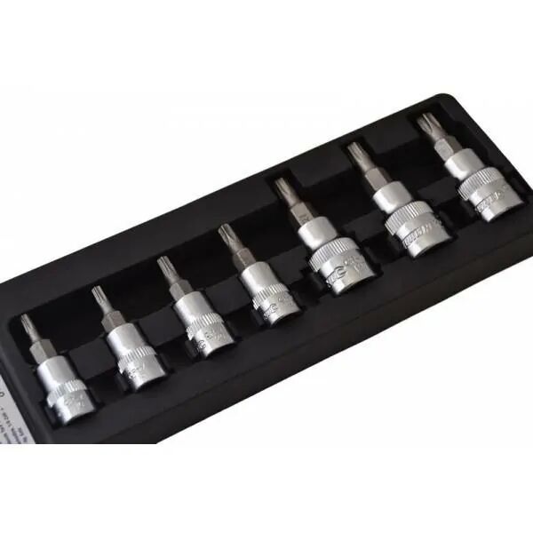 Silverline Juego llaves vaso con puntas torx. 7 piezas