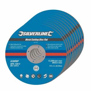Silverline 10 Discos de corte para metal. Ø115 x 3 mm