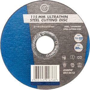 Toolzone Disco de corte de acero inoxidable. Ultrafino - Ø115 x 0.8 mm.