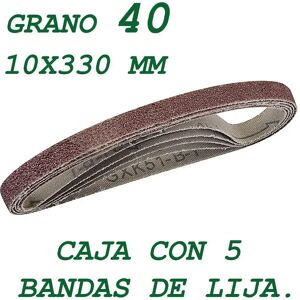 Silverline 5 bandas de lija de 10x330 mm. Grano 40