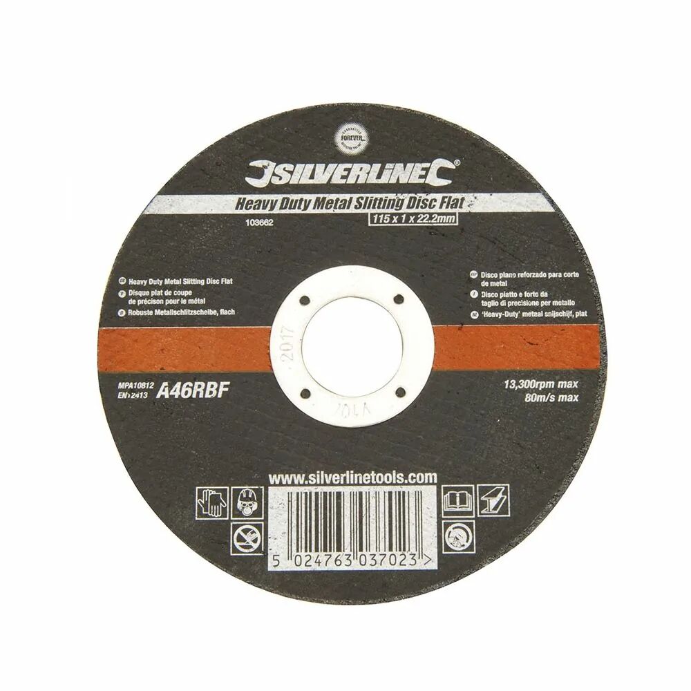 Silverline Disco de corte fino de metales Ø115 x 1.0 mm. Reforzado