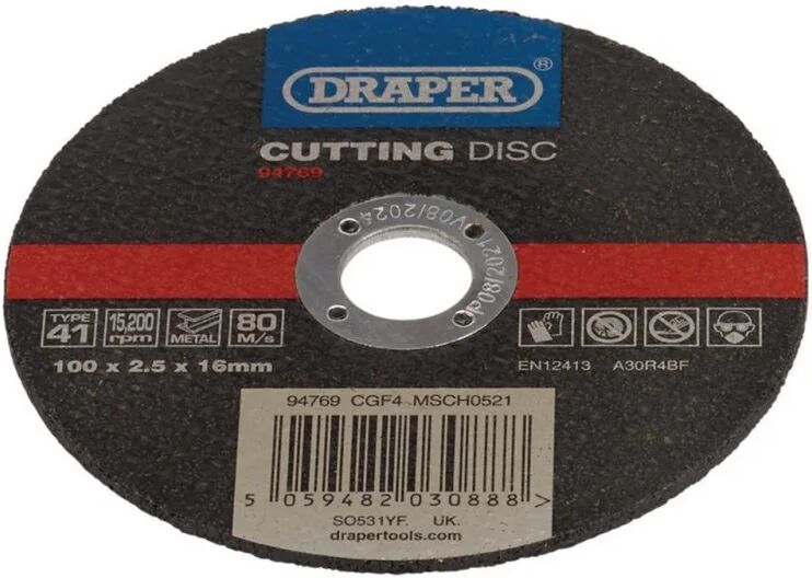 Disco de corte de metales. Ø100 x 2.5 mm. Draper 26826