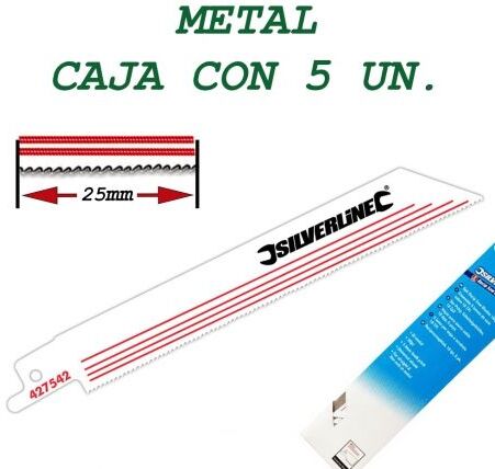 5 hojas de sierra de sable para metal.150 mm. 18 tpi 5 hojas de sierra de sable para metal.150 mm. 18 tpi