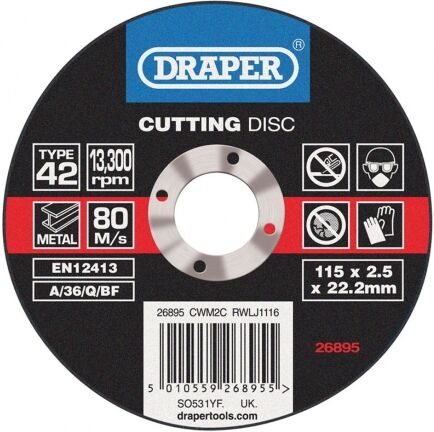 Disco de corte para metales con centro hundido ø115 x 2.5 mm. Disco de corte para metales con centro hundido ø115 x 2.5 mm.