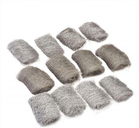 Lana de acero grano fino, medio y grueso. 12 piezas Lana de acero grano fino, medio y grueso. 12 piezas