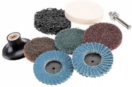 Juego de discos de lijado, pulido & acabado de superficies. 9 piezas Juego de discos de lijado, pulido & acabado de superficies. 9 piezas