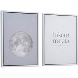 Set Ludmila de 2 cuadros de madera blanco luna gris