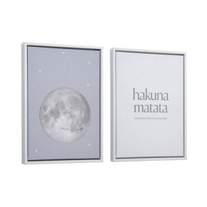 Set Ludmila de 2 cuadros de madera blanco luna gris