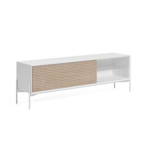 Mueble TV Marielle de chapa de fresno y lacado blanco 167 x 53 cm