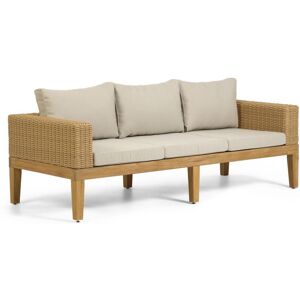 Sofá Giana 3 plazas madera maciza acacia y ratán 193 cm FSC 100%