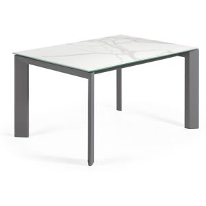 Mesa extensible Axis porcelánico acabado Kalos Blanco patas antracita 140 (200) cm