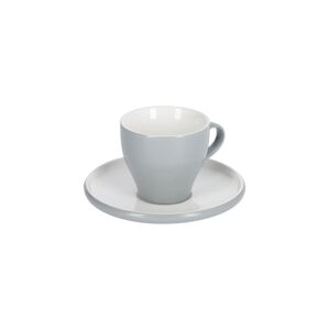 Taza de café con plato Sadashi de porcelana blanco y gris