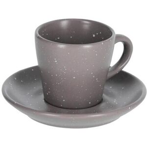 Taza de café con plato Aratani de cerámica gris oscuro