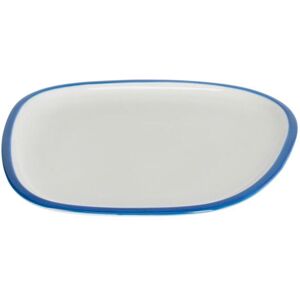 Plato de postre Odalin de porcelana blanco y azul