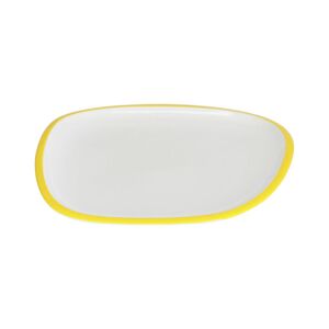 Plato plano Odalin porcelana blanco y amarillo