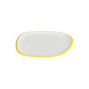 Plato de postre Odalin porcelana blanco y amarillo