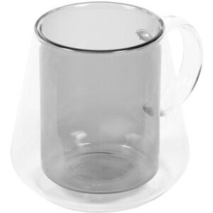 Taza grande Kimey de vidrio transparente y gris