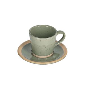 Taza de café con plato Tilia cerámica color verde oscuro