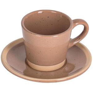 Taza de café con plato Tilia de cerámica marrón claro