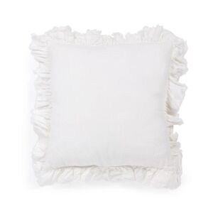 Funda de cojín Nacha de algodón y lino blanco 45 x 45 cm