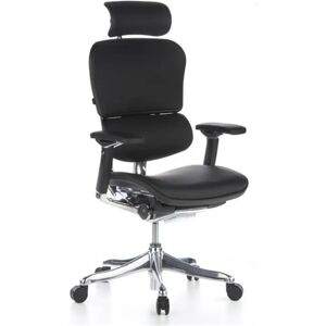 Hjh Silla ergonómica ERGOPLUS ajustable, en piel color negro