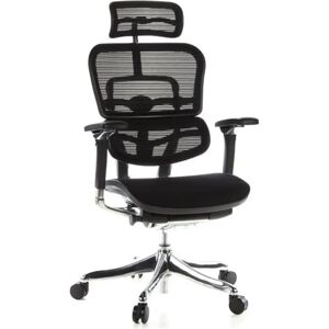 Hjh Silla ergonómica ERGOPLUS ajustable, soporte lumbar, tela negra