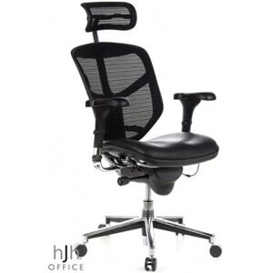 Hjh Silla ergonómica de malla ENJOY, ajustable 100%, piel negra