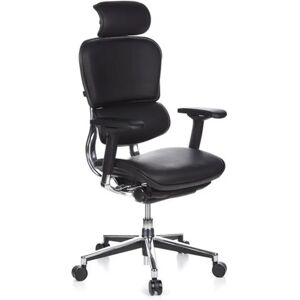 Hjh Silla ergonómica ERGOMAX Piel, 100% ajustable, en piel real negro