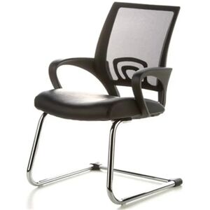 Hjh Silla de confidente ergonómica VISTO NET, malla y piel negra