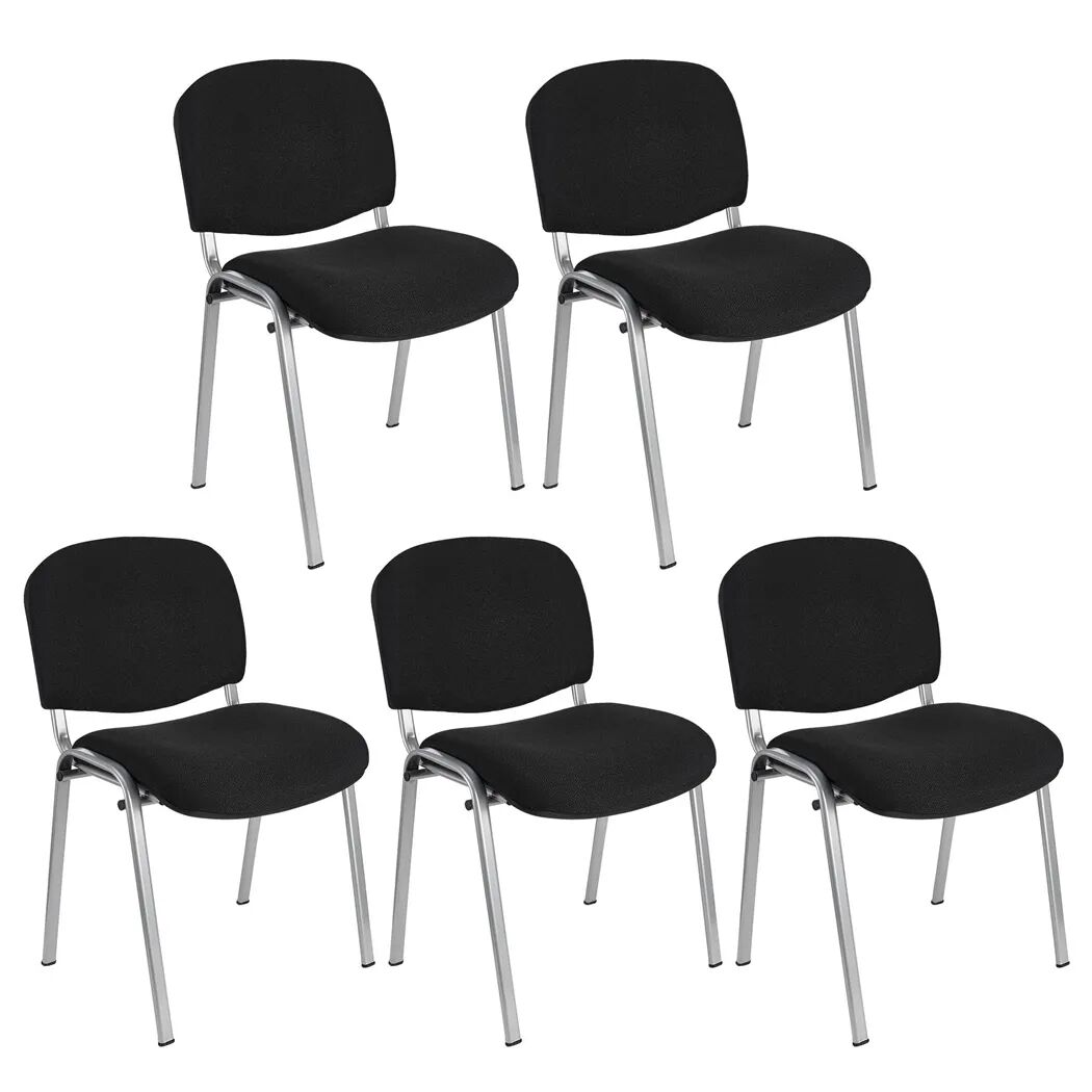 Hjh Lote 5 sillas de confidente MOBY BASE en negro y patas gris